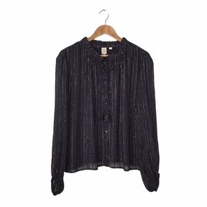 Anthropologie Seen Worn Kept Pleasant Blouse Lurex Oversized